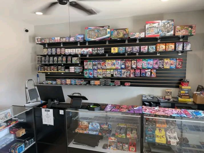 The card and board game wall inside NeverProGames